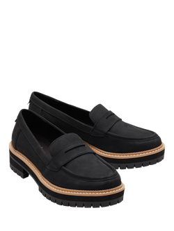 TOMS Cara Lug Sole Leather Loafers - view 2, Black
