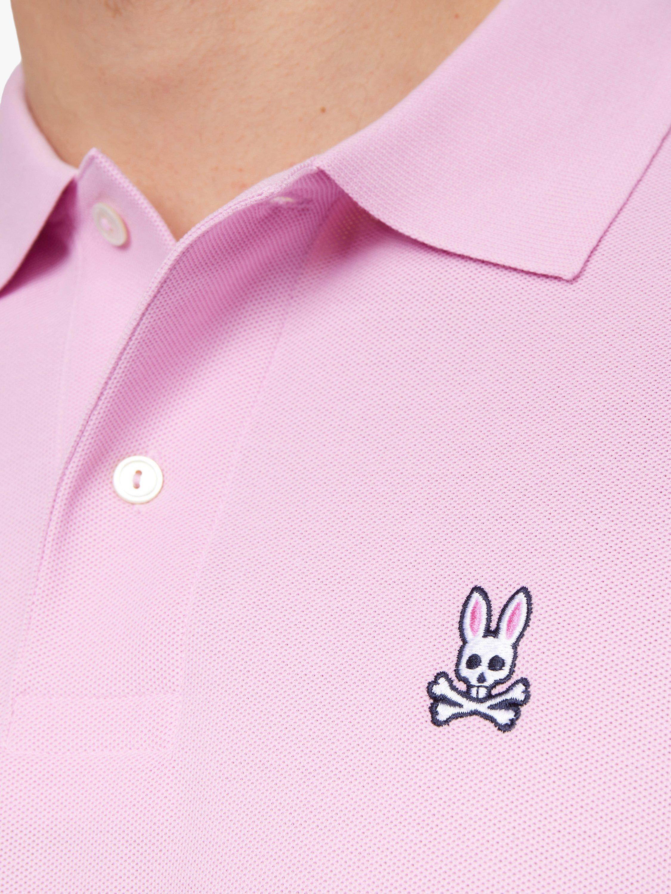 Product image 3 of 9, which shows Psycho Bunny Classic Pique Polo Shirt, Pastel Lavender, S