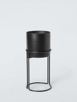 John Lewis ANYDAY Indoor Iron Floor Planter, Black, Black