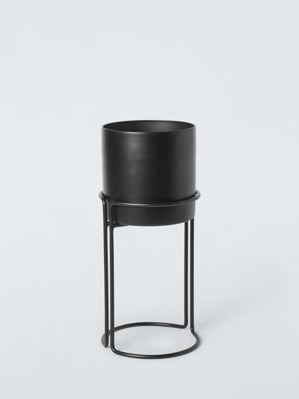 John Lewis Indoor Iron Floor Planter, Black, Black