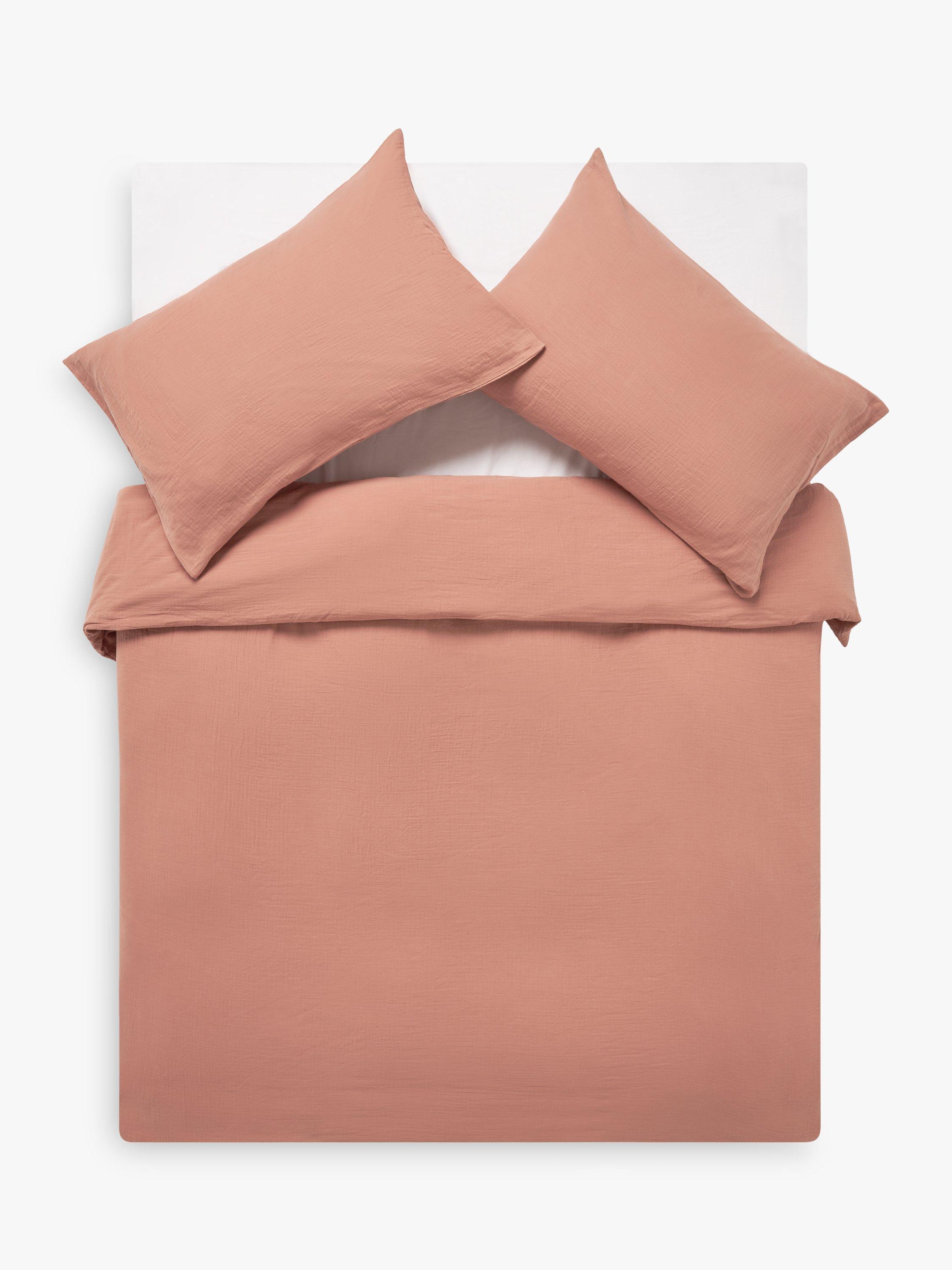 John Lewis 200 Thread Count Cotton Muslin Gauze Duvet Cover Set, Rosa Pink