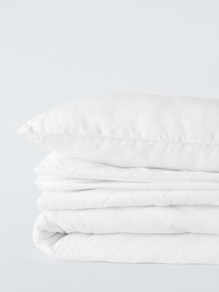 John Lewis Kids' Easycare Duvet, Pillow, Waterproof Protectors and Fitted Sheet Set, 4 Tog, Cot, White