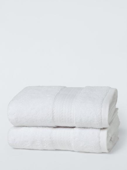 John Lewis Cotton/Viscose Blend Towels, Pack of 2, White