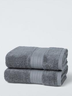 John Lewis Cotton/Viscose Blend Towels, Pack of 2, Dark Steel