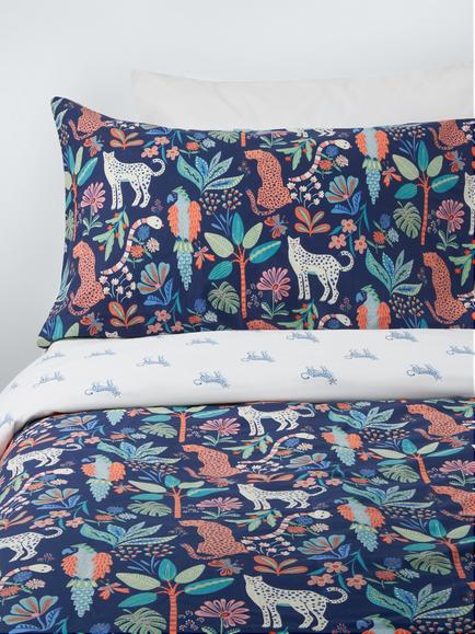 John Lewis Kids' Floral Jungle Reversible Duvet Cover and Pillowcase Set, Multi