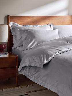 John Lewis Soft & Silky 400 Thread Count Egyptian Cotton Fitted Sheet - view 2, Cool Grey