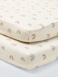 John Lewis Rainbow Fitted Baby Sheet, Pack of 2, Multi