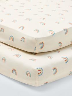 John Lewis Rainbow Fitted Baby Sheet, Pack of 2, Multi, Multi