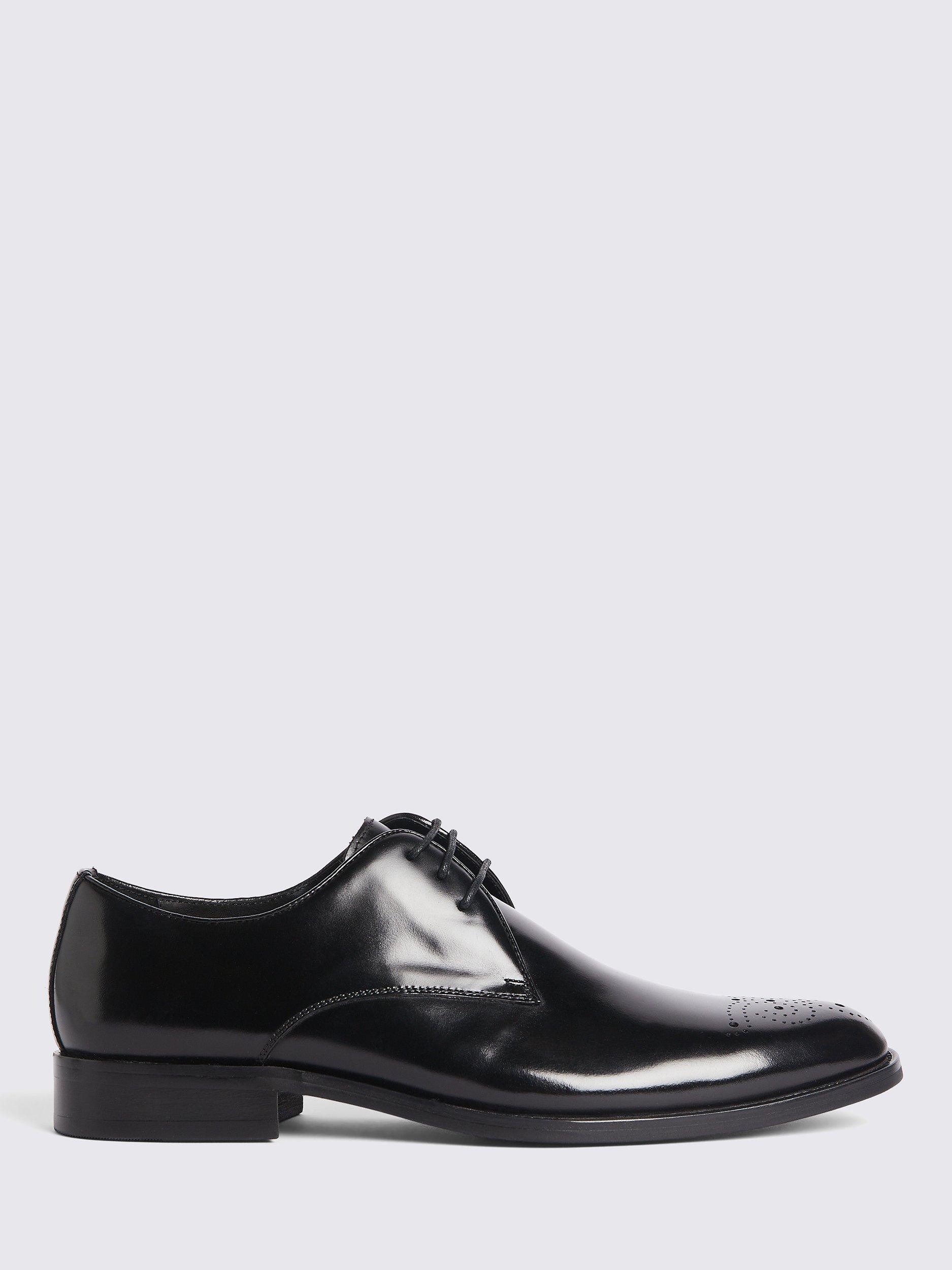 Product image 1 of 5, which shows Moss John White Romsey Leather Lace Up Brouges, Black, 7