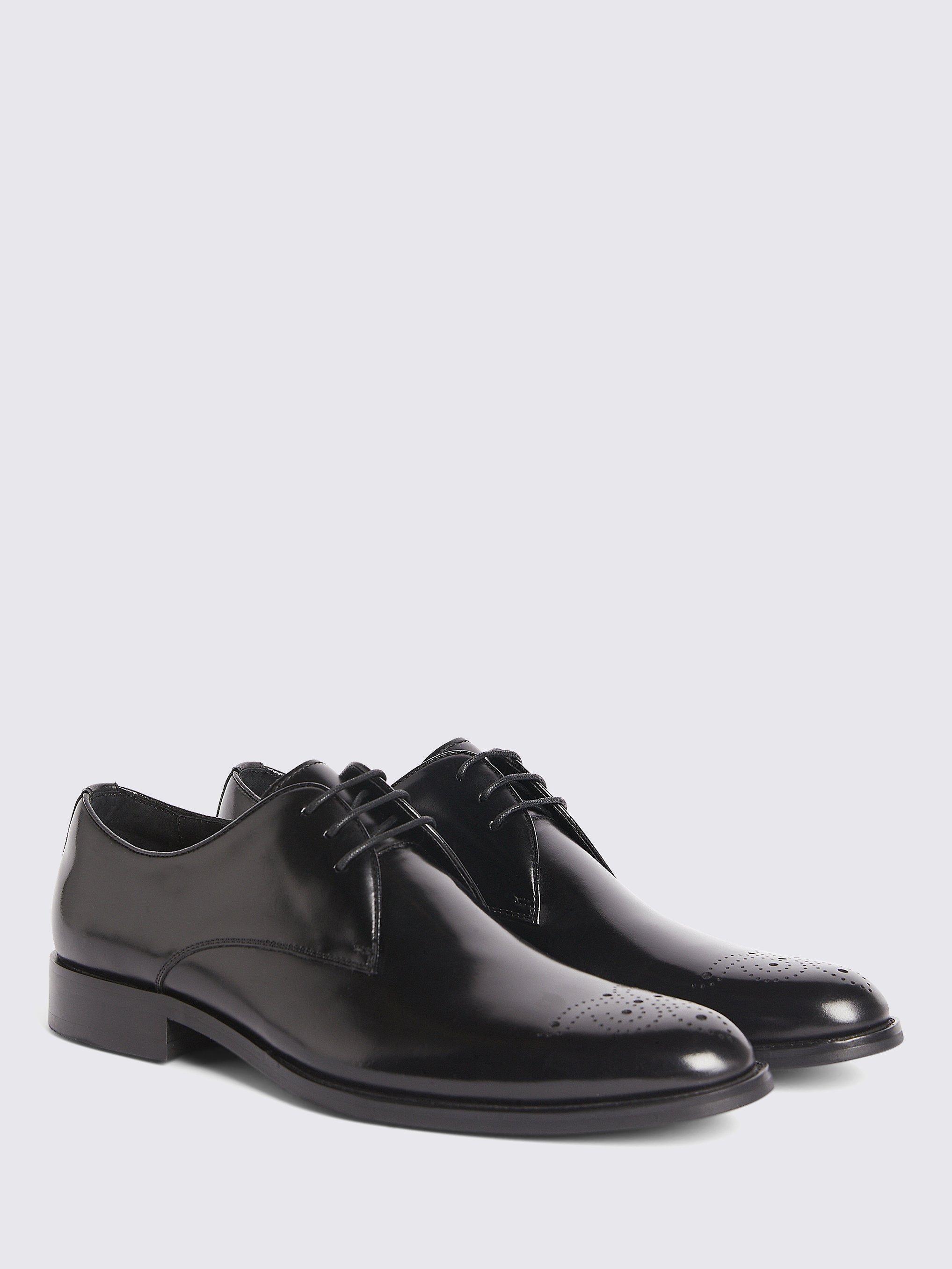 Product image 2 of 5, which shows Moss John White Romsey Leather Lace Up Brouges, Black, 7