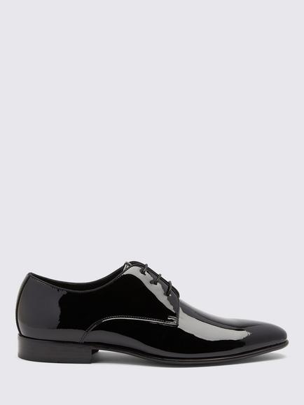 Moss John White Ivy Patent Dress Shoes, Black, Black