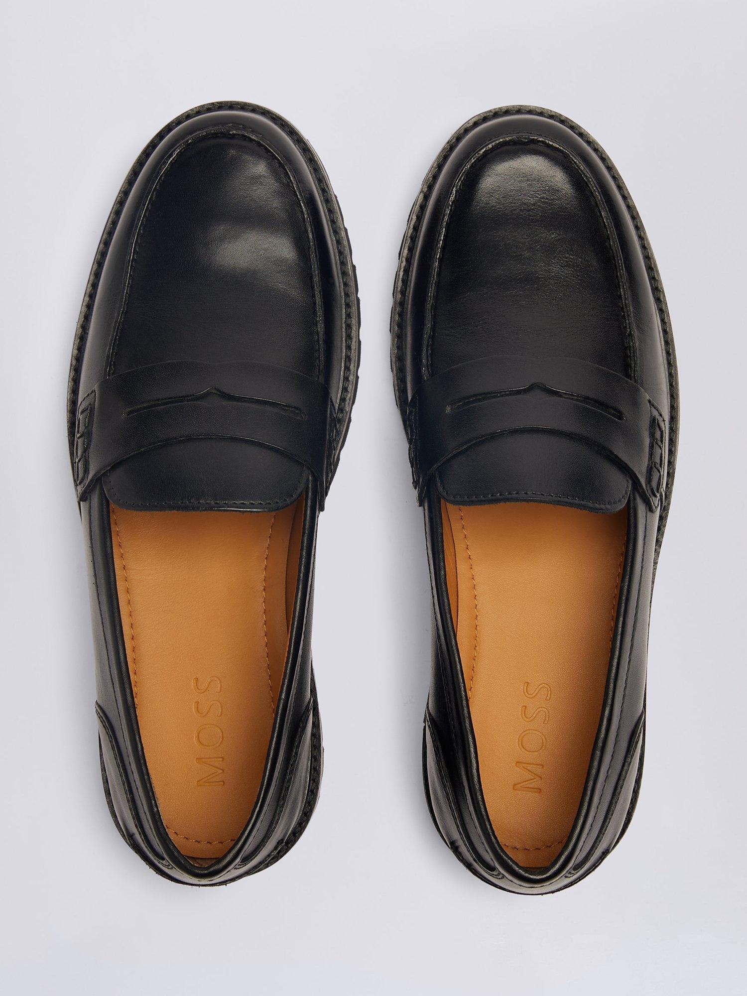 Product image 3 of 5, which shows Moss Camden Chunky Leather Loafers, Black, 6