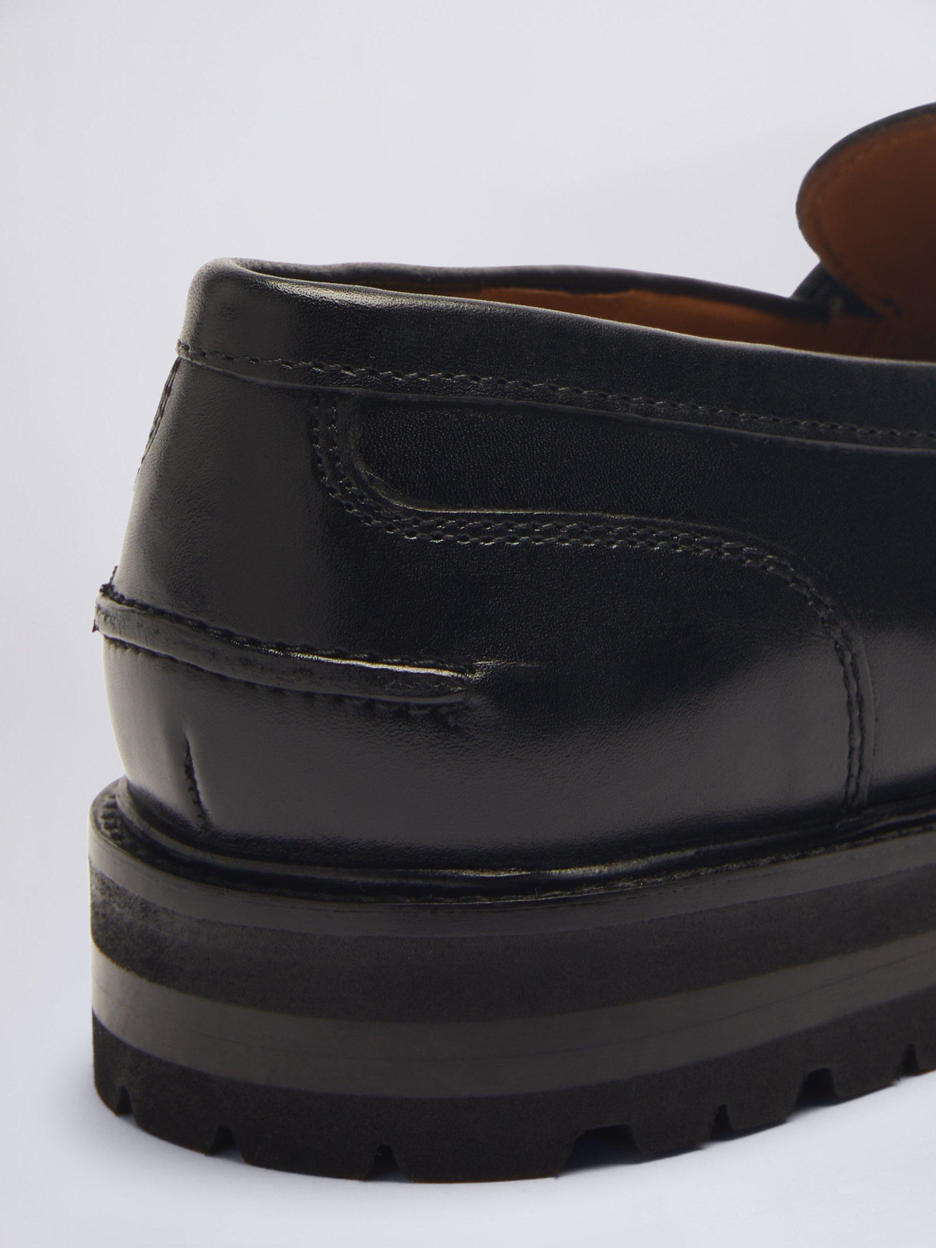Product image 5 of 5, which shows Moss Camden Chunky Leather Loafers, Black, 6