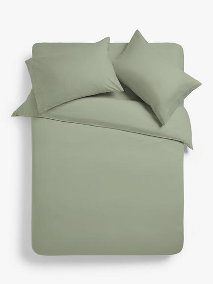 John Lewis Soft & Silky Supima Blend 500 Thread Count Duvet Cover Set, Myrtle Green