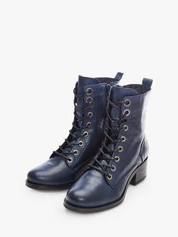 Moda in Pelle Bezzie Lace Up Leather Ankle Boots - view 2, Navy
