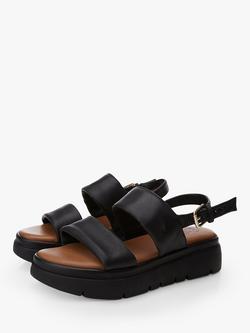Moda in Pelle Netty Padded Leather Flatform Sandals - view 2, Black