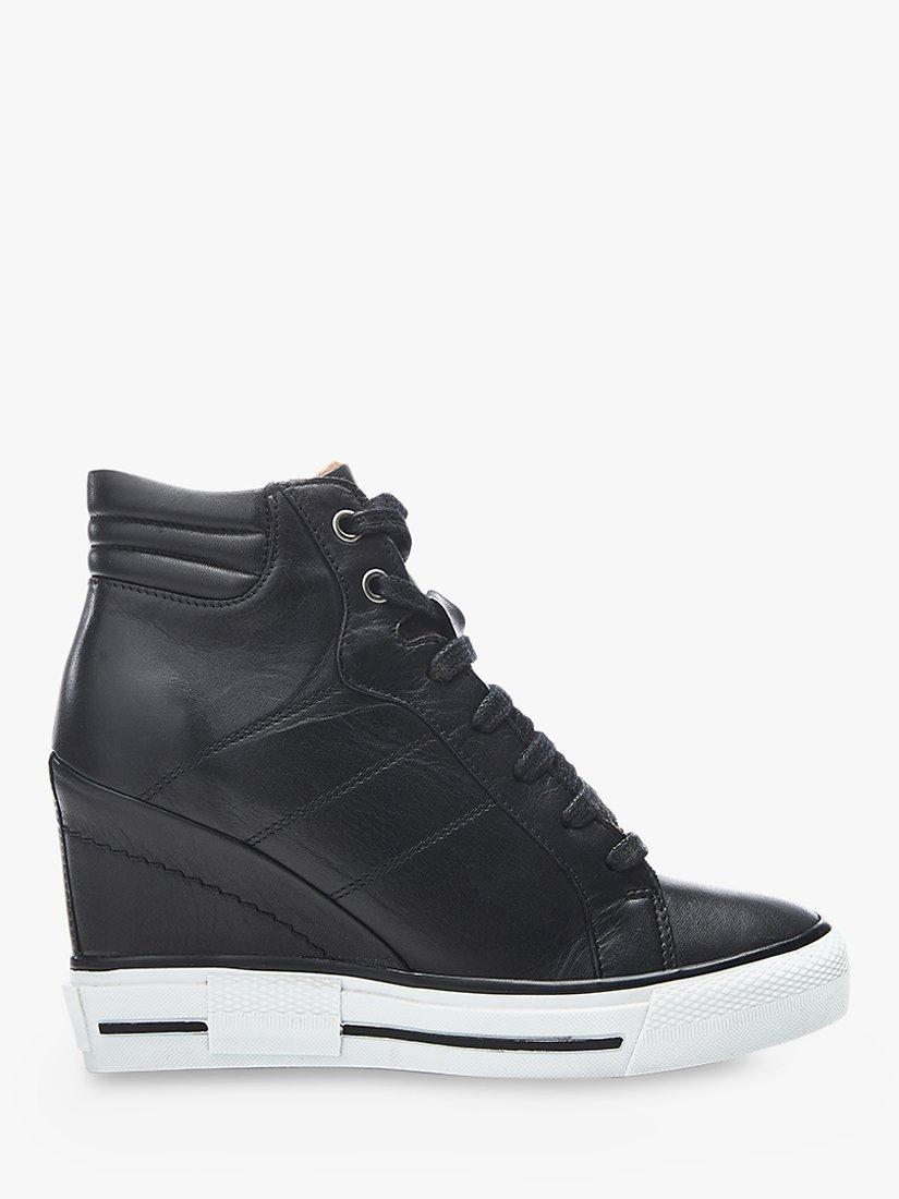 Moda in Pelle Grainger Leather Wedge Trainers, Black