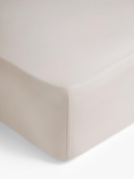 John Lewis Comfy & Relaxed 300 Thread Count Washed Cotton Fitted Sheet, Almond