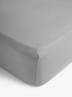 John Lewis Comfy & Relaxed 300 Thread Count Washed Cotton Fitted Sheet, Storm