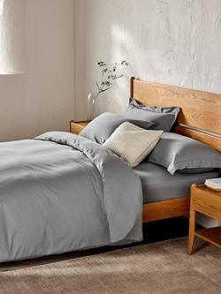John Lewis Comfy & Relaxed 300 Thread Count Washed Cotton Fitted Sheet - view 2, Storm
