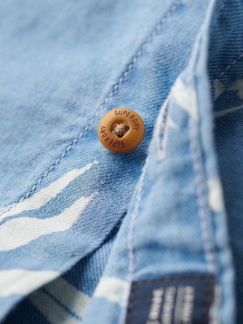 Product image 3 of 5, which shows Superdry Vintage Loom Short Sleeve Shirt, Heavy Wash Bamboo, S