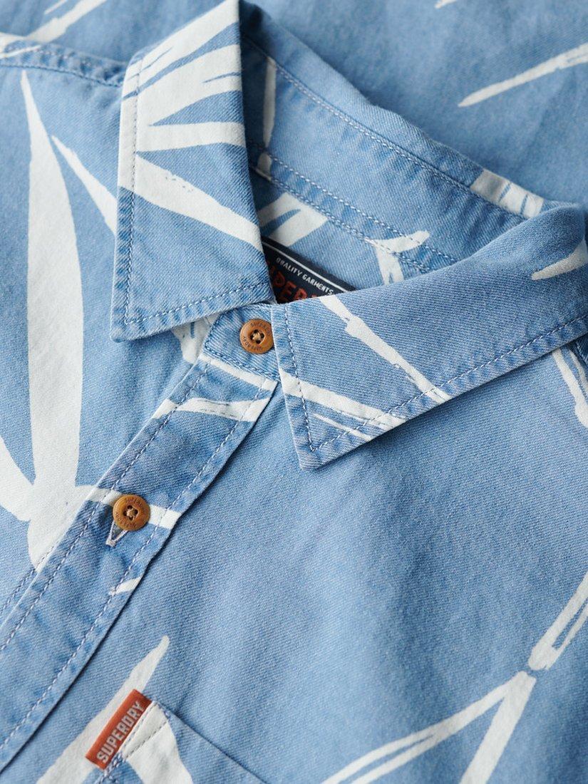 Product image 5 of 5, which shows Superdry Vintage Loom Short Sleeve Shirt, Heavy Wash Bamboo, S