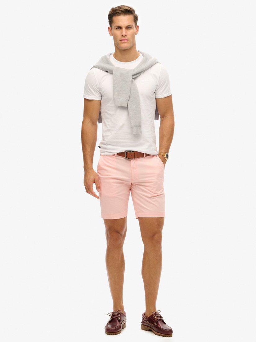 Product image 1 of 6, which shows Superdry Slim Fit Stretch Chino Shorts, Pink Sunset, 28R