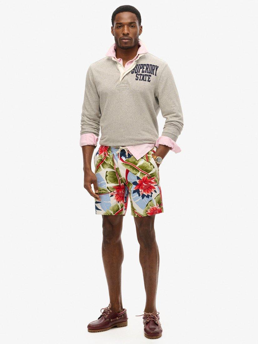 Superdry Floral Print Bermuda Shorts, Optic Banana Leaf, M