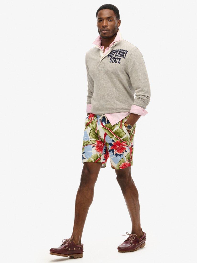 Superdry Floral Print Bermuda Shorts, Optic Banana Leaf, M