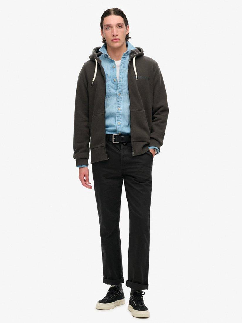 Product image 2 of 7, which shows Superdry Tattoo Graphic Loose Zip Hoodie, Washed Black, L