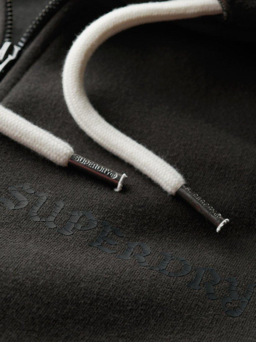 Product image 7 of 7, which shows Superdry Tattoo Graphic Loose Zip Hoodie, Washed Black, L
