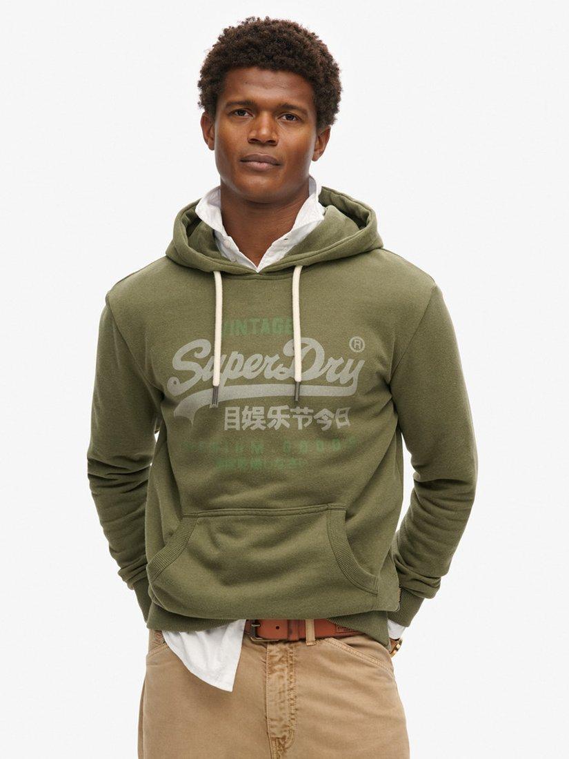 Superdry Classic Vintage Logo Heritage Hoodie, Khaki Marl