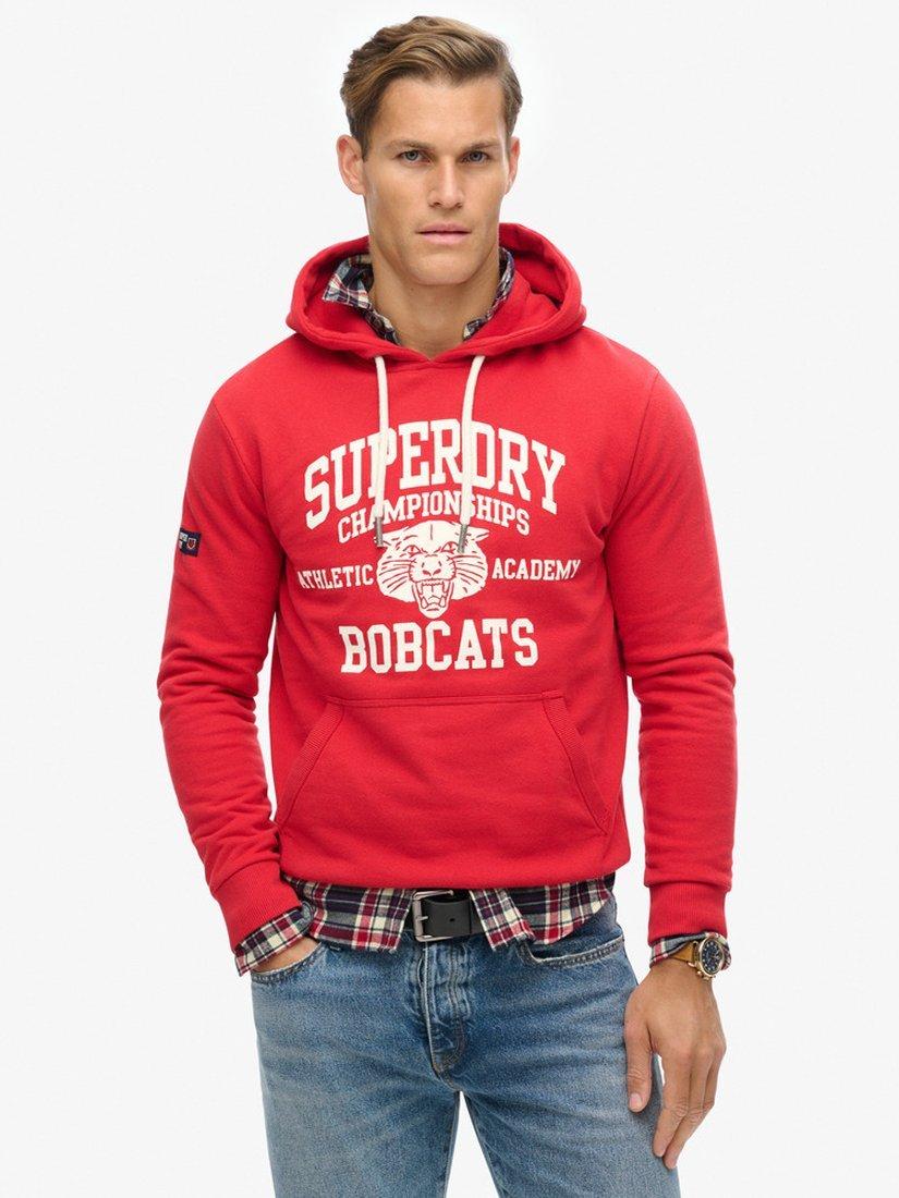Superdry Track & Field Athletic Graphic Hoodie, Ferra Red Marl