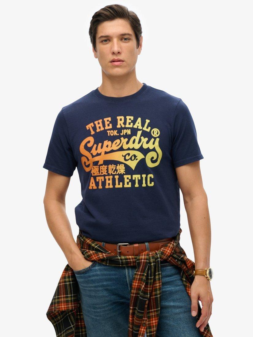 Product image 1 of 3, which shows Superdry Reworked Classic Graphic T-Shirt, Navy Marl, S