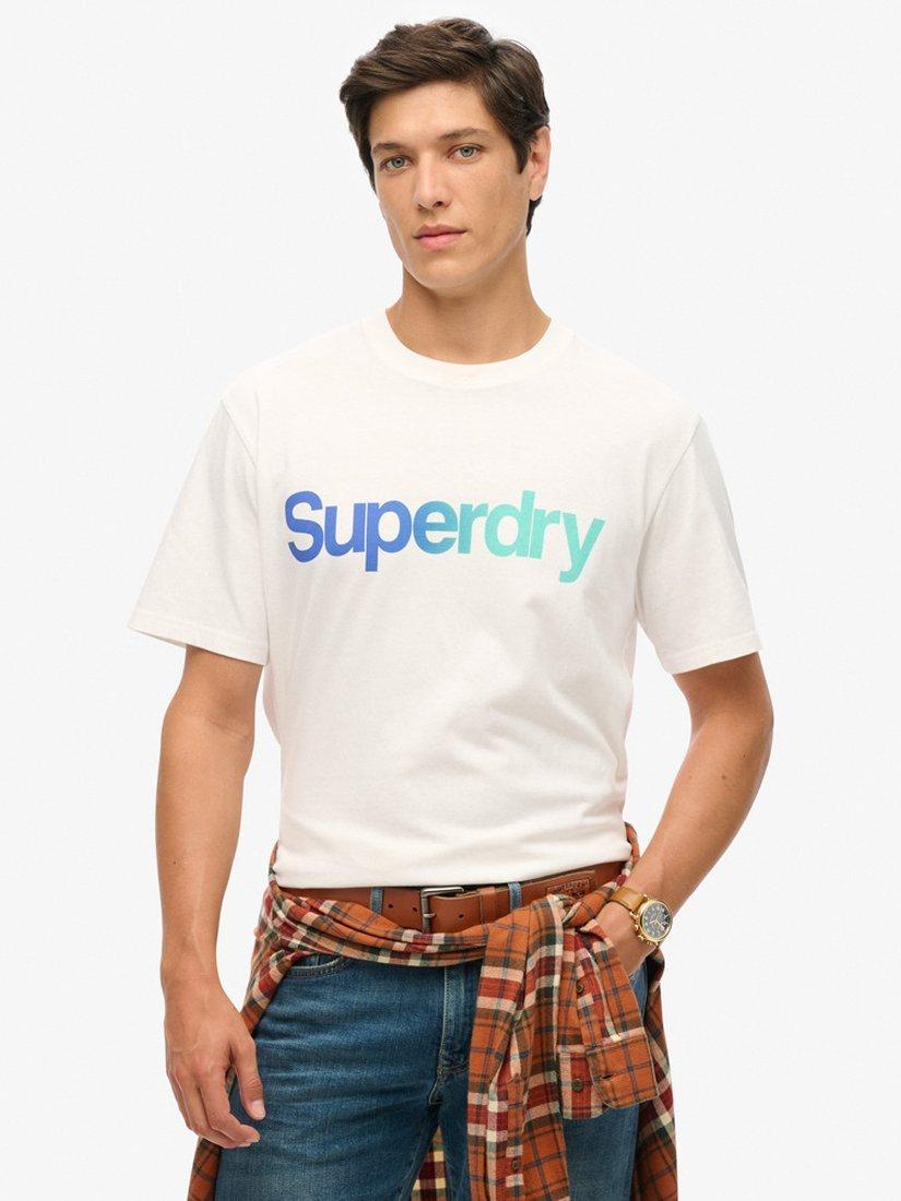 Product image 1 of 5, which shows Superdry Core Logo Loose T-Shirt, Brilliant White Fade, XXL