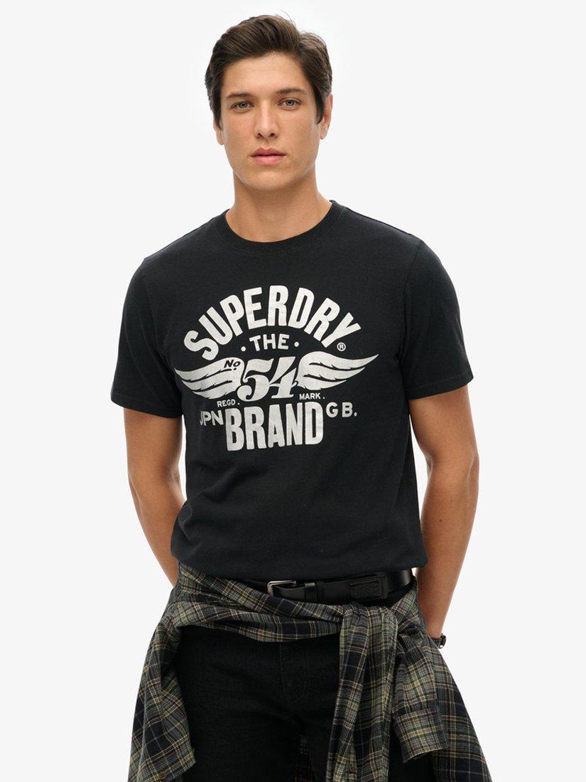Product image 1 of 3, which shows Superdry Reworked Classic Graphic T-Shirt, Nero Black Marl, S