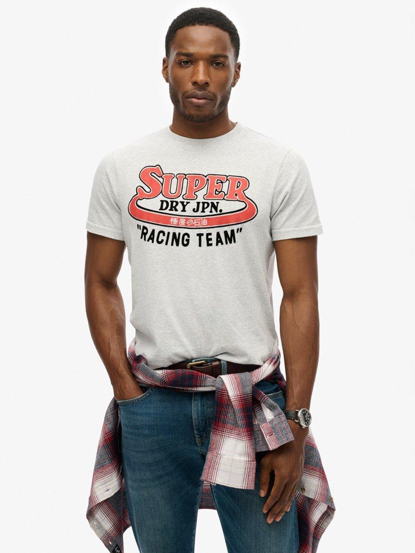 Product image 1 of 5, which shows Superdry Reworked Classic Graphic T-Shirt, Flake Grey Marl, S