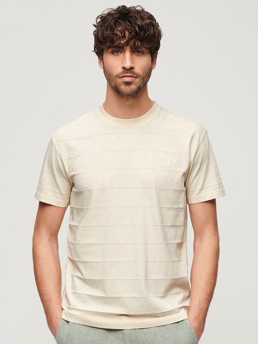 Product image 1 of 5, which shows Superdry Organic Cotton Vintage Texture T-Shirt, White Sand, S