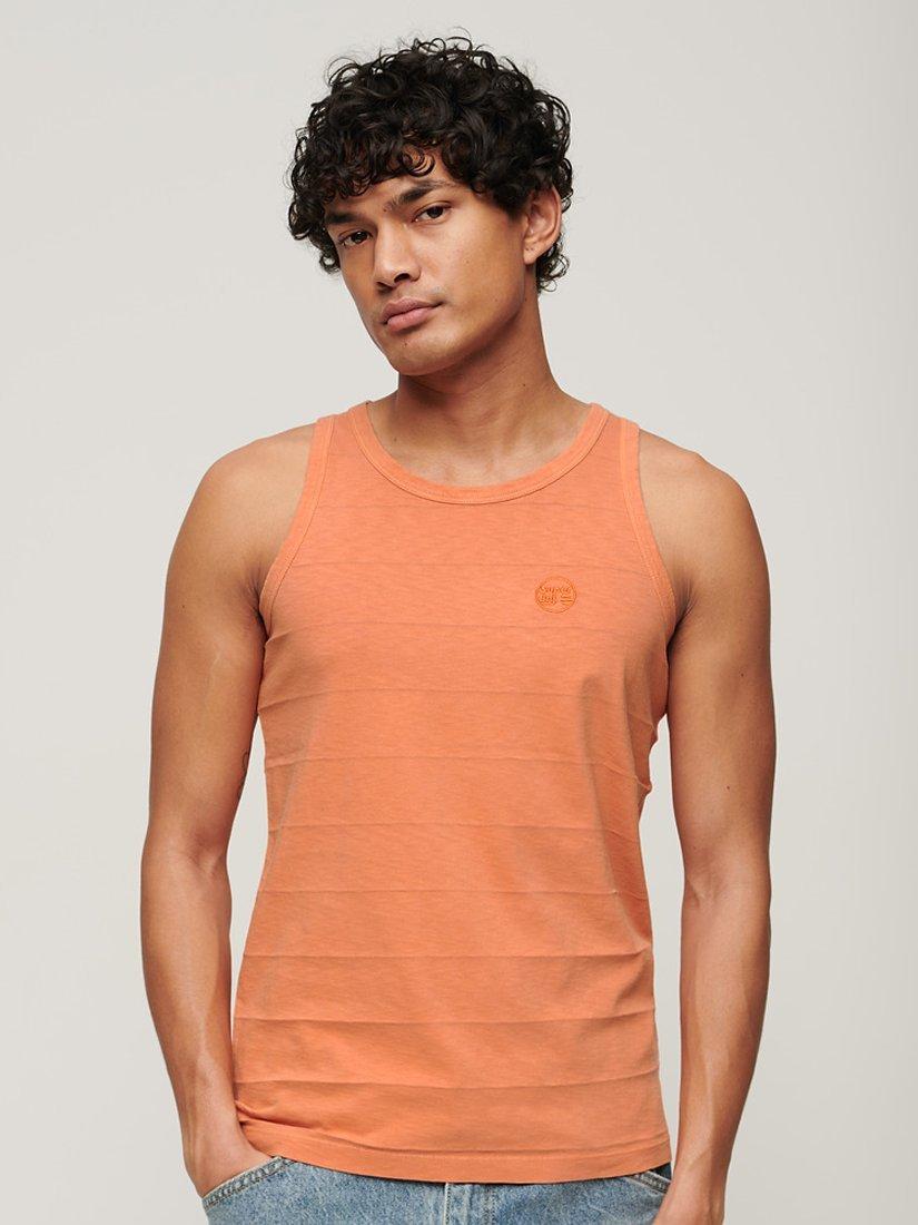 Superdry Organic Cotton Vintage Texture Tank Top, Smoked Rust Orange, S