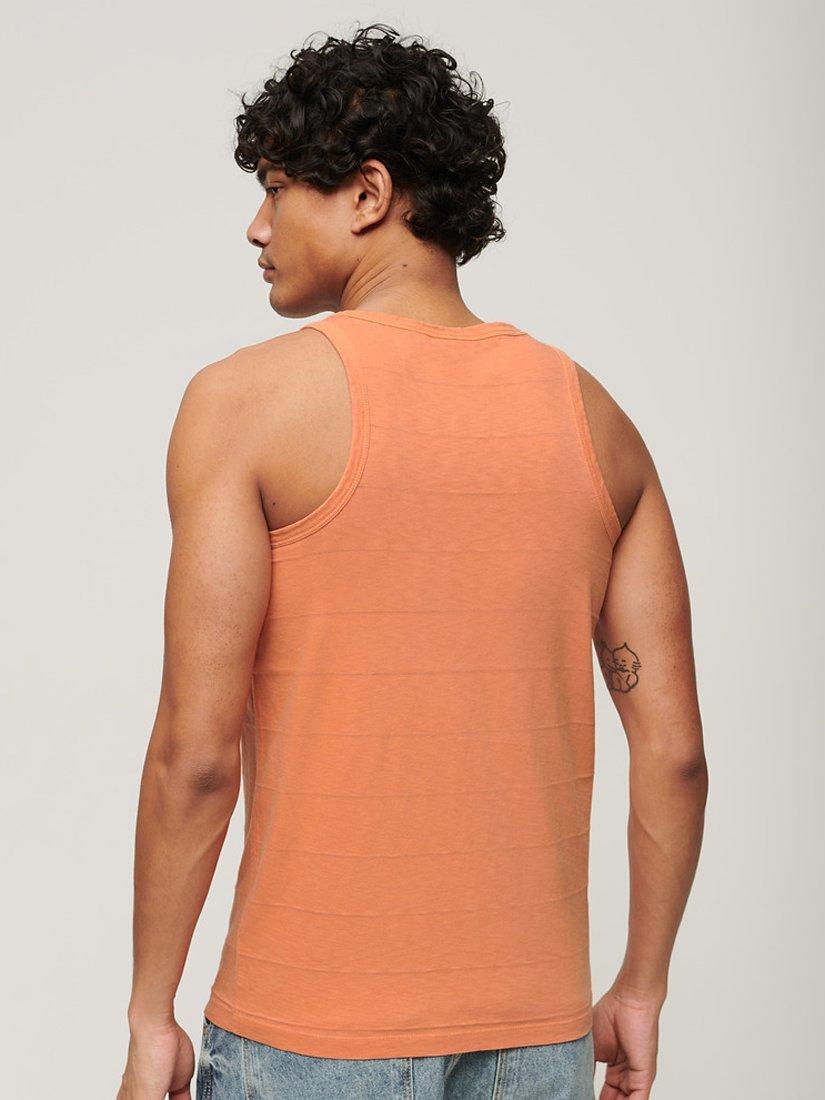Superdry Organic Cotton Vintage Texture Tank Top, Smoked Rust Orange, S