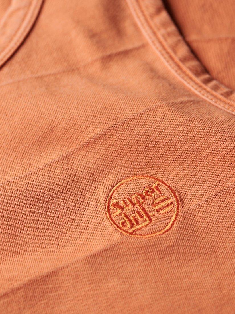 Superdry Organic Cotton Vintage Texture Tank Top, Smoked Rust Orange, S
