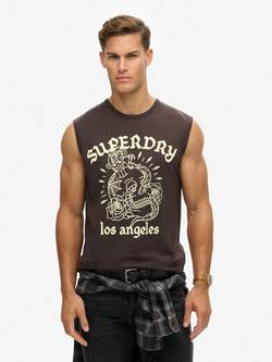 Superdry Tattoo Graphic Tank Top, Bison Black