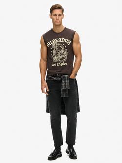 Superdry Tattoo Graphic Tank Top - view 2, Bison Black