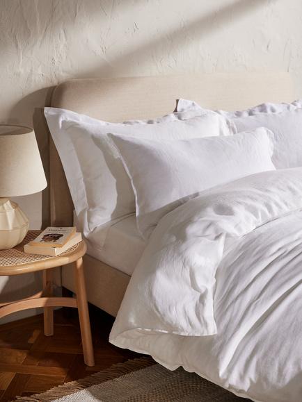 John Lewis Washed Linen Deep Fitted Sheets - view 2, Oyster White