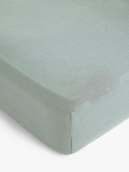 John Lewis Washed Linen Deep Fitted Sheets, Sage, Sage