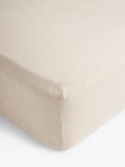 John Lewis Comfy & Relaxed Washed Linen Deep Fitted Sheets, Natural