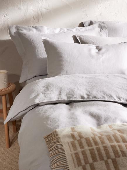 John Lewis Washed Linen Deep Fitted Sheets - view 2, Pale Grey