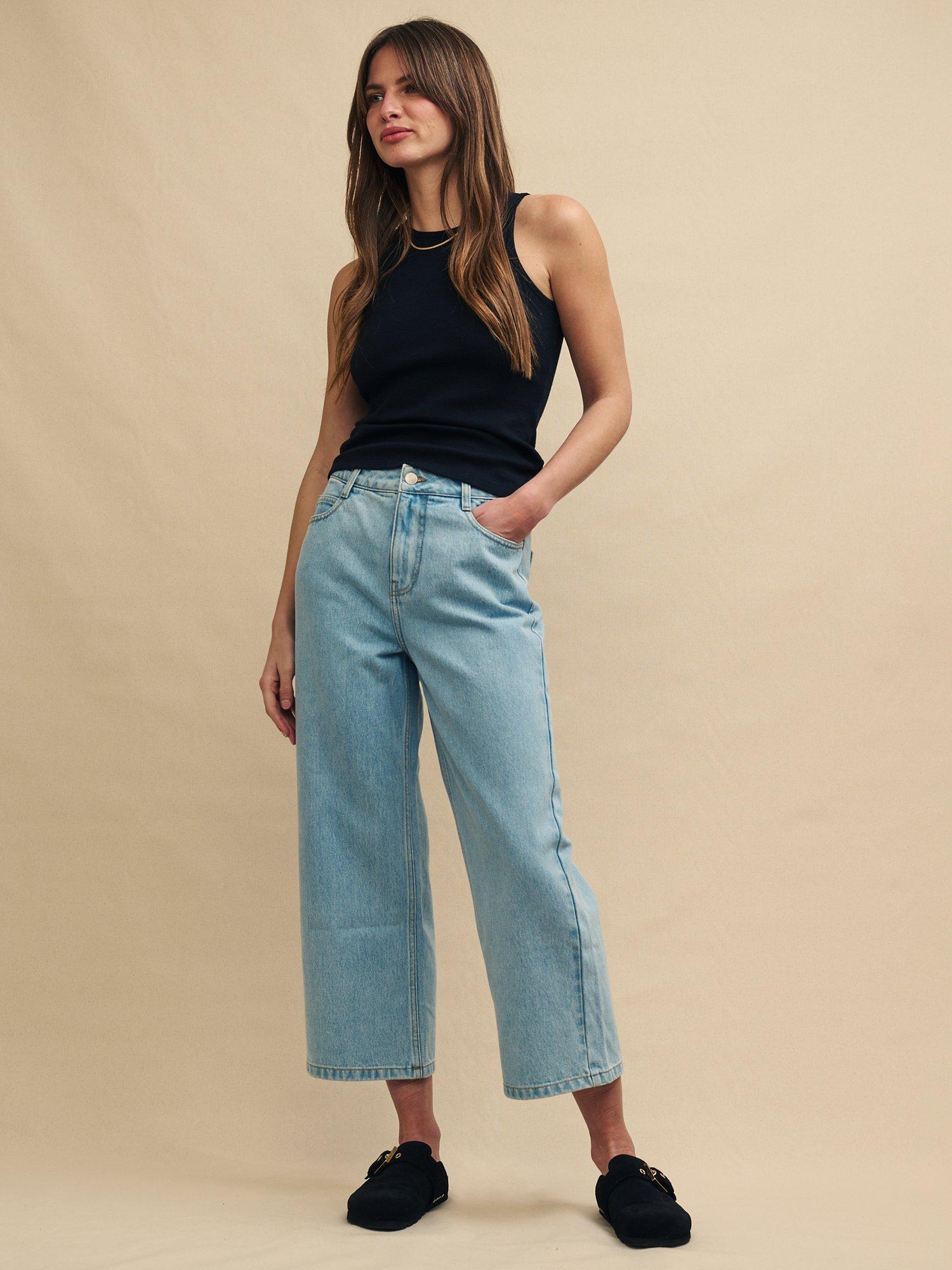 Nobody's Child Cropped Wide Leg Jeans, Blue, 10