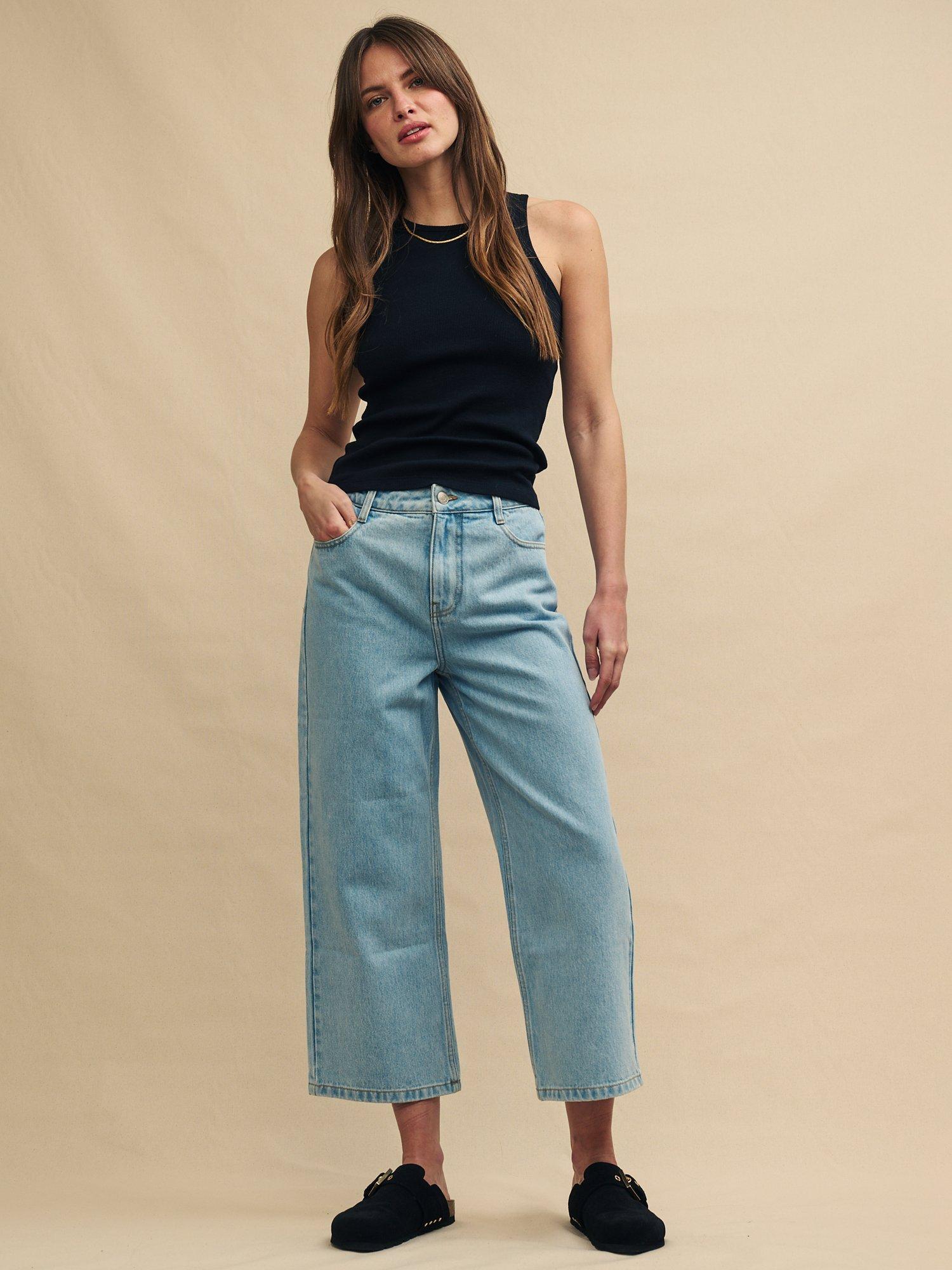 Nobody's Child Cropped Wide Leg Jeans, Blue, 10