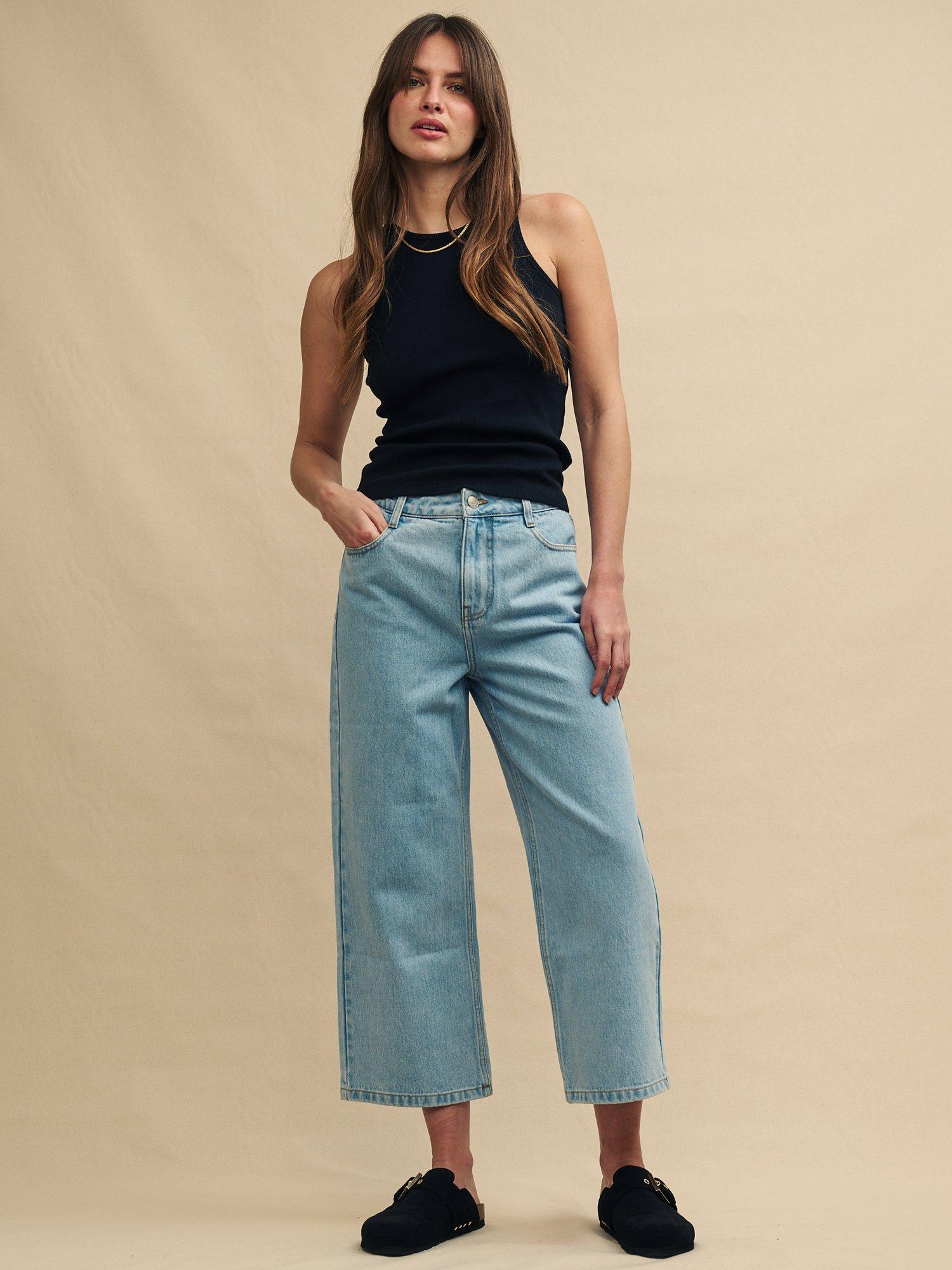 Nobody's Child Cropped Wide Leg Jeans, Blue, 10